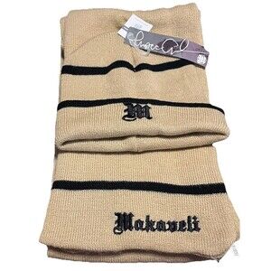VTG Makaveli Branded Tupac Shakur Beanie & Scarf NWT Adult C39380MK Khaki Black